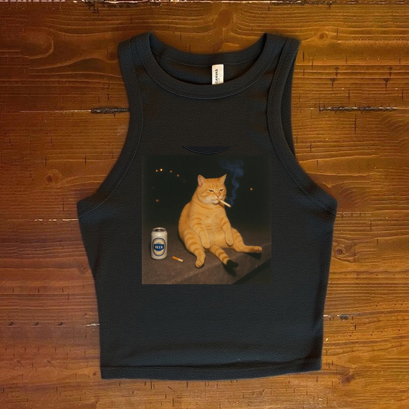 Funny Smoking Cat Tank Top