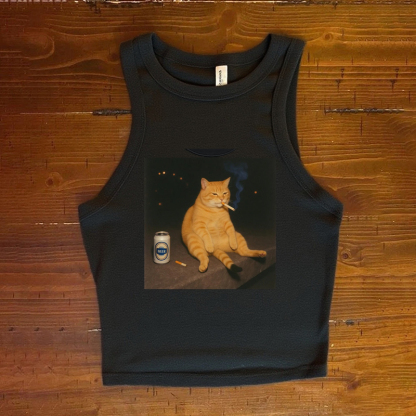 Funny Smoking Cat Tank Top