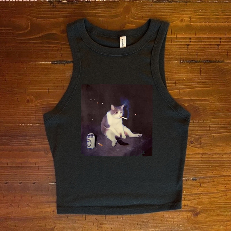 Funny Smoking Cat Meme Tank Top