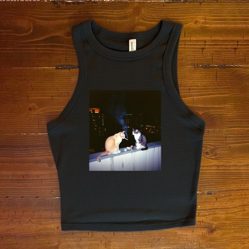 Funny Smoking Cat Meme Tank Top