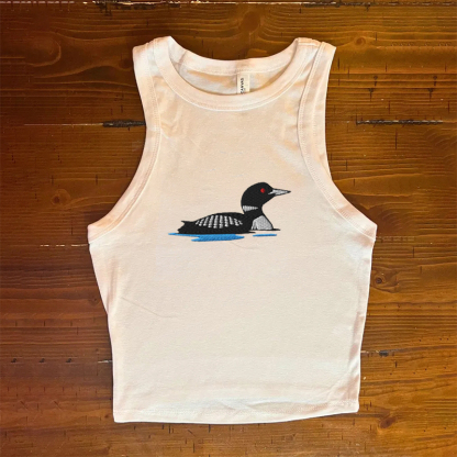 Loon Bird Embroidered Tank Top