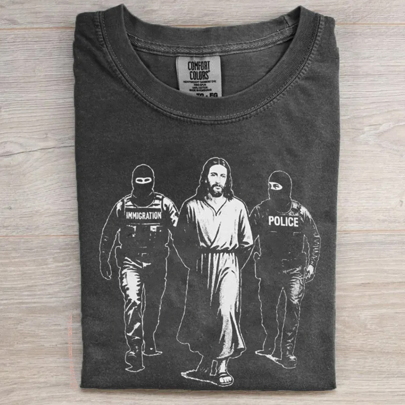 Anti ICE Jesus Arrested Parody T-Shirt