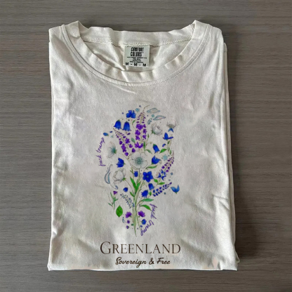 Comfort Colors Floral Greenland Map Subtle T-Shirt