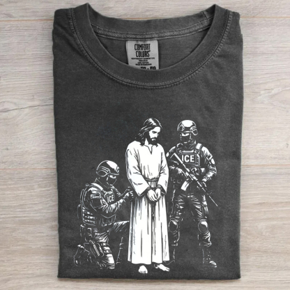 Anti ICE Jesus Arrested Parody T-Shirt
