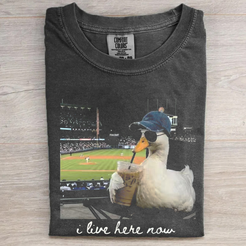 I Live Here Now Goose Goose Funny Ballfield T-shirt