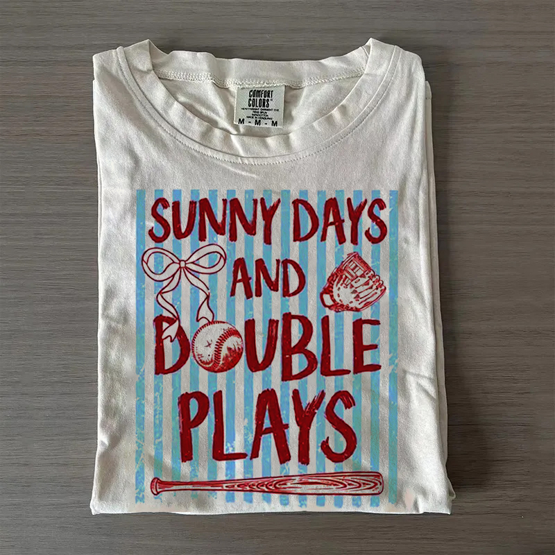 Sunny Days And Double Plays Baseball T-shirt