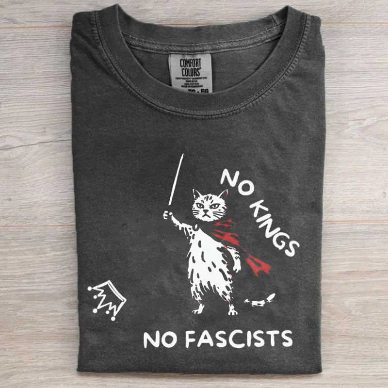 No Kings No Fascists Cat T-shirt