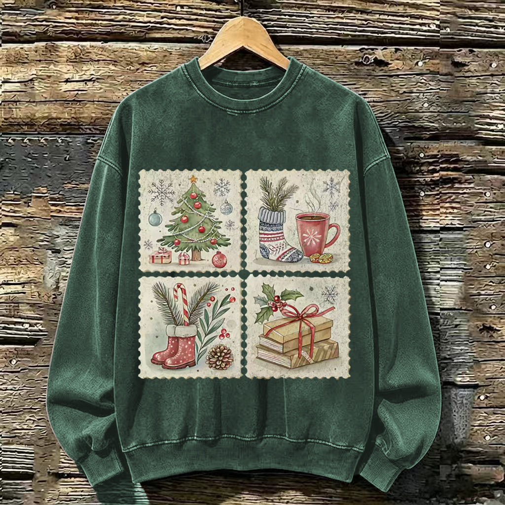 Vintage Christmas Stamps Sweatshirt