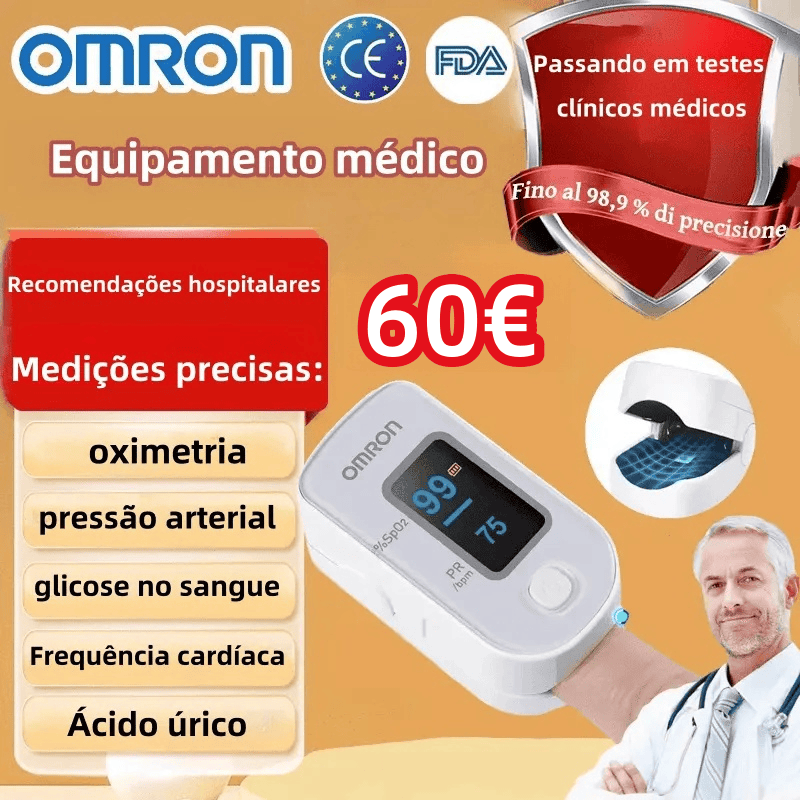 (Importado do Japão) Oxímetro de glicose no sangue não invasivo de alta precisão Omron