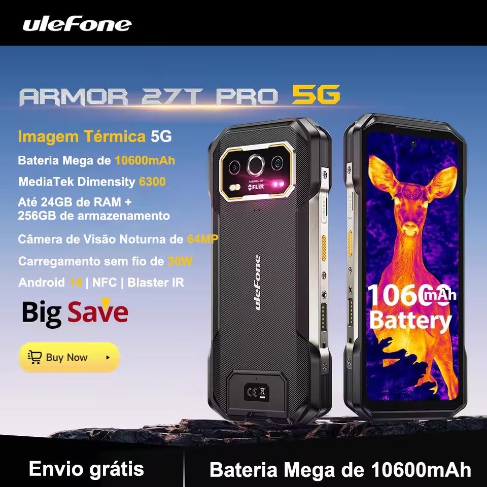 Ulefone Armor 27T Pro Novo Smartphone 5G com Imagem Térmica