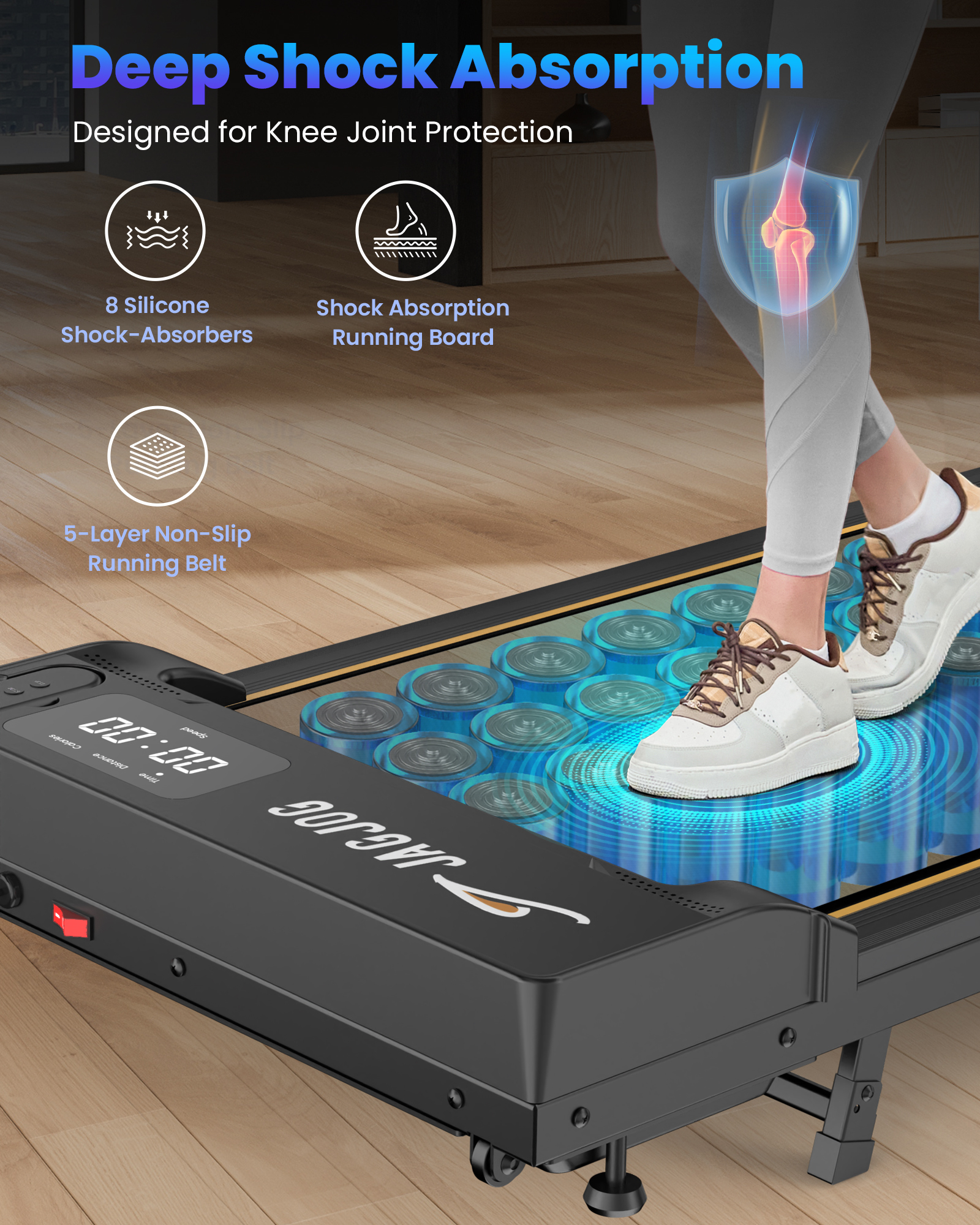 Jagjog JT31 Walking Pad Treadmill with 15° Incline Adjustment