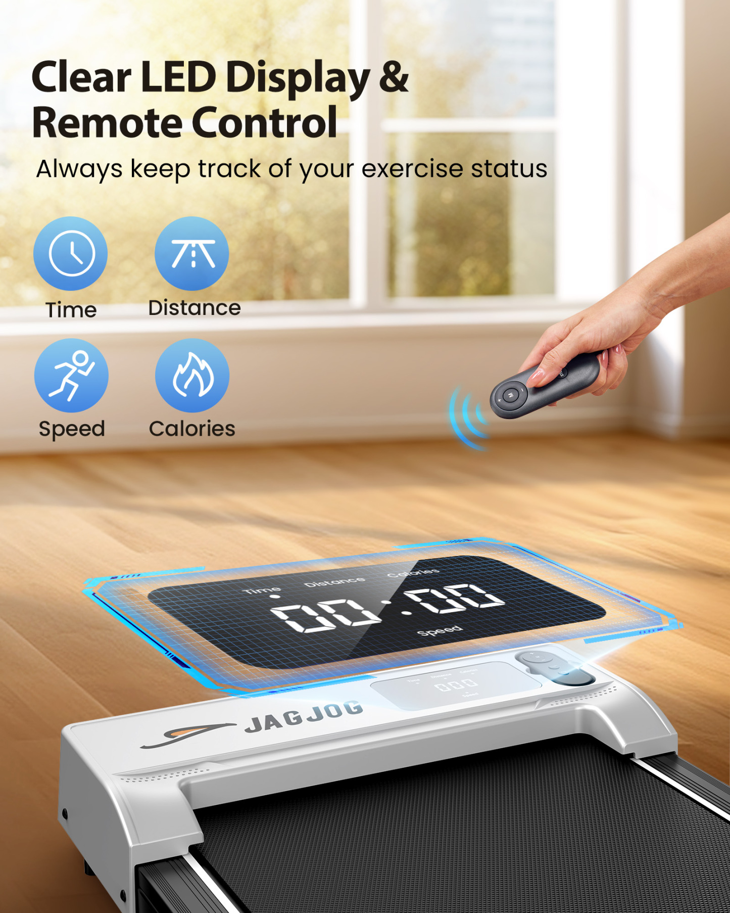 Jagjog JT21 3 Speed Modes Fully Assembled Walking Pad Treadmill