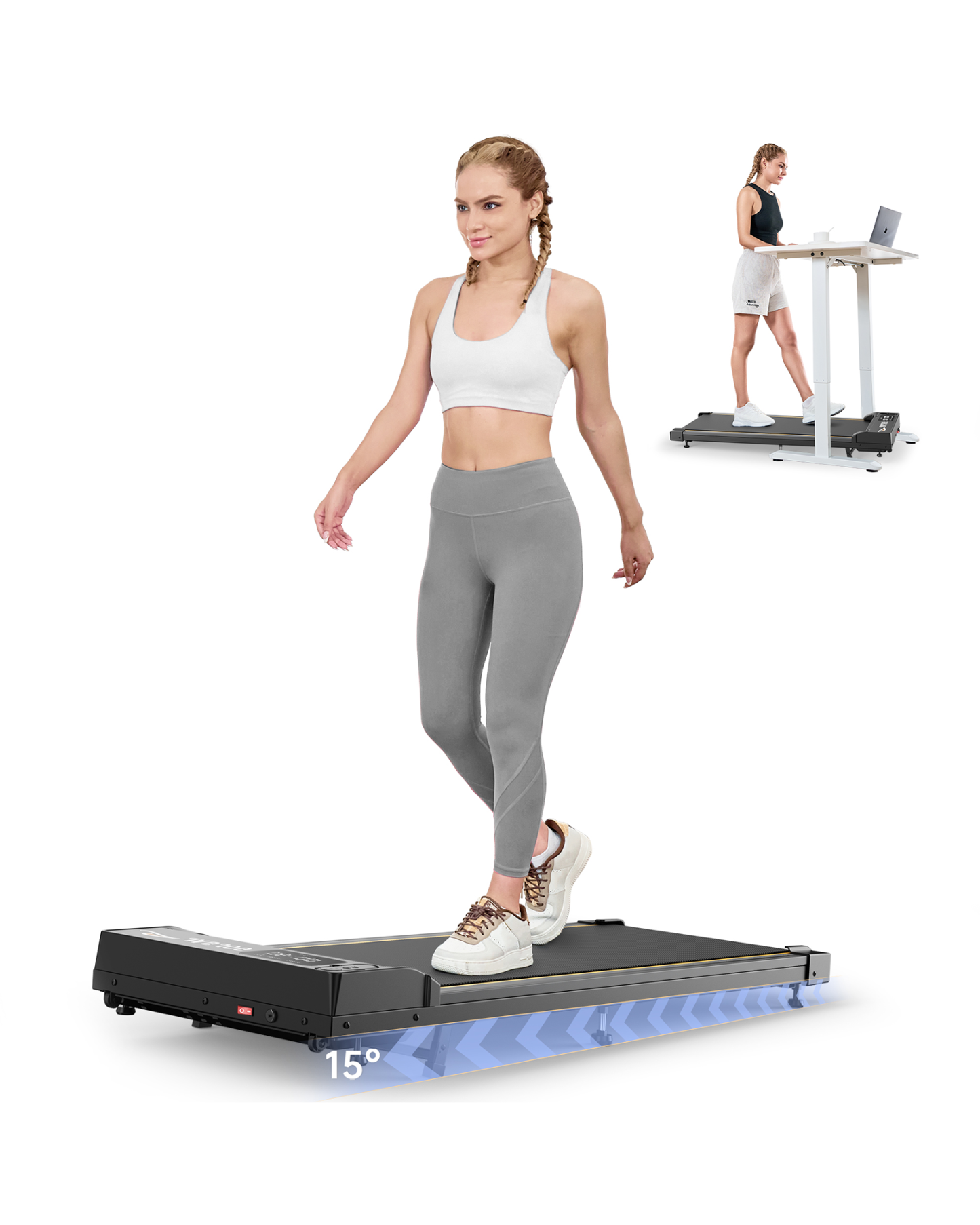 Jagjog JT31 Walking Pad Treadmill with 15° Incline Adjustment