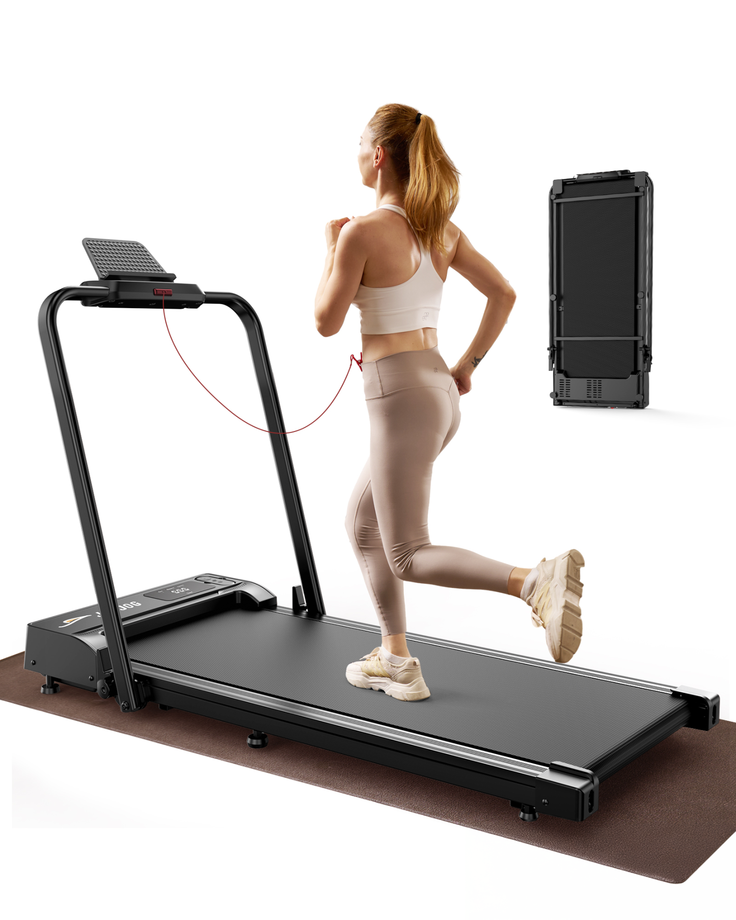 Jagjog JT51 Foldable Dual-Control Treadmill with Handle Bar