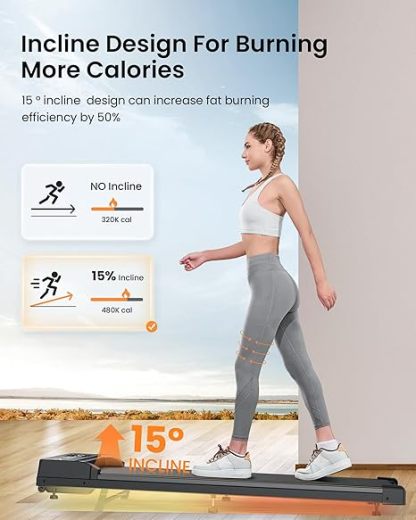 Walking Pad Treadmill with Incline BLACK