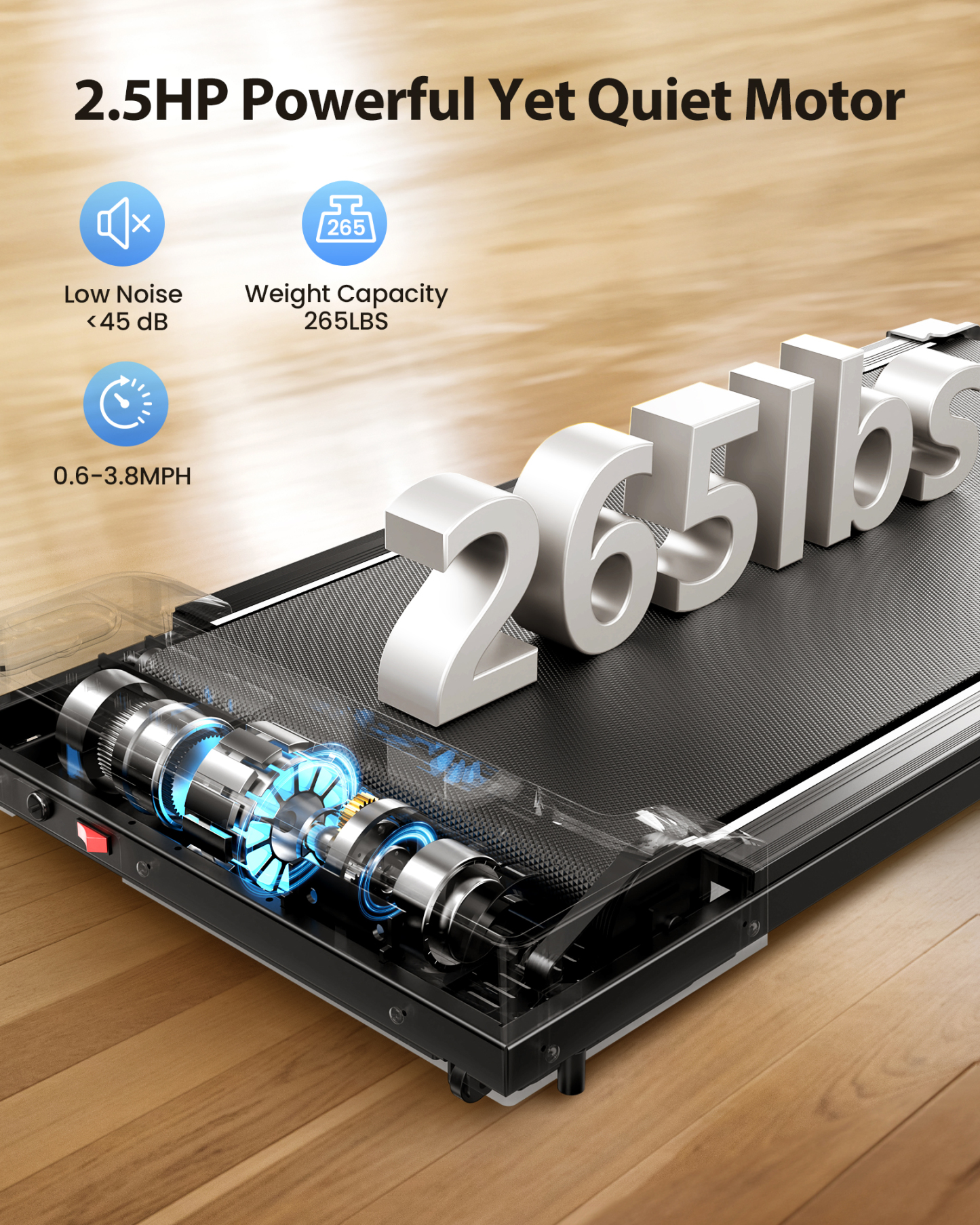 Jagjog JT21 3 Speed Modes Fully Assembled Walking Pad Treadmill