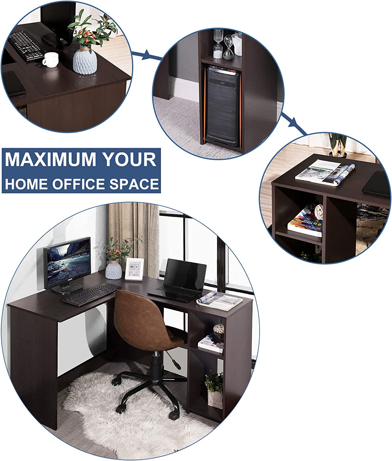 Dark Brown Computer Desk