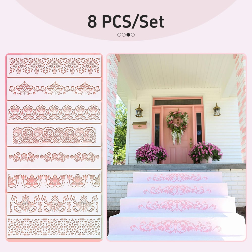 🏡This Week's Special Sale 70% OFF -Flower Border Stencils 8 Pcs