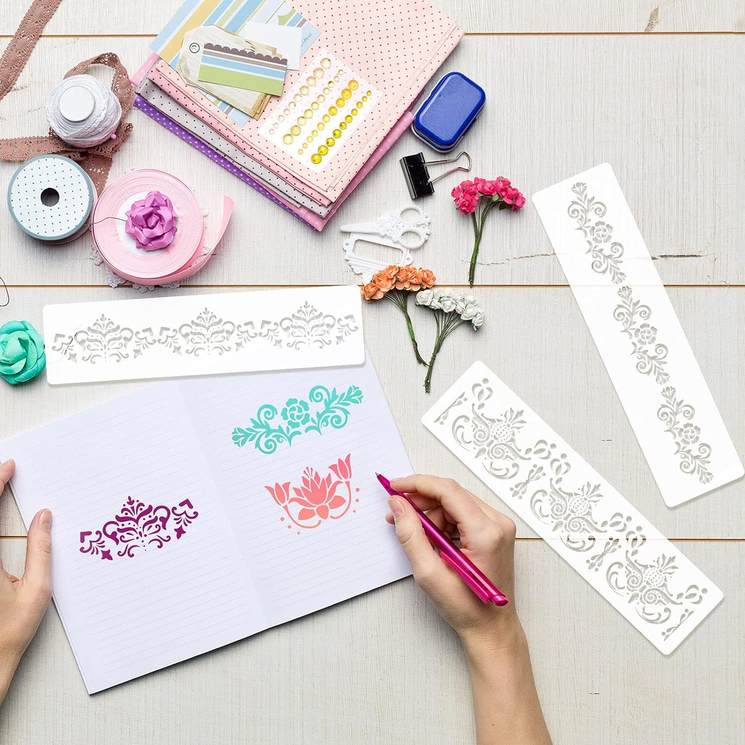 🏡This Week's Special Sale 70% OFF -Flower Border Stencils 8 Pcs
