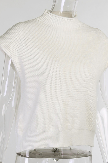 Higher Neckline Knit Sleeveless Vest-Hayhty.All Rights Reserved.