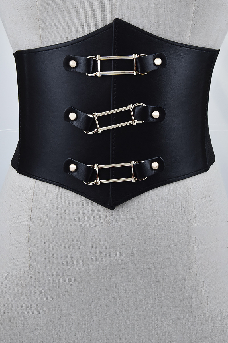Alloy Geometric Buckle Girdle-Black1-Hayhty.All Rights Reserved.