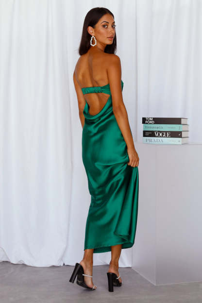 Half Open Back Sleeveless Silky Maxi Dress-Hayhty.All Rights Reserved.