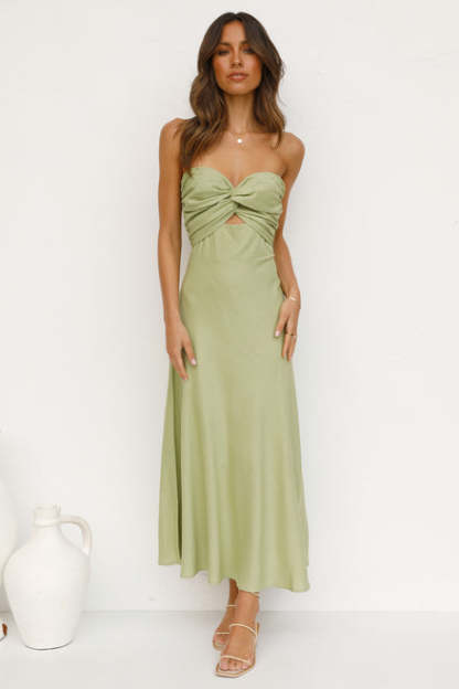 Strapless Backless Vacation Maxi Dresses - Green-Hayhty.All Rights Reserved.