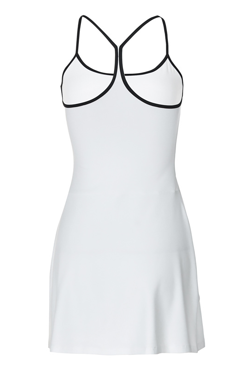 Contrast Binding U Neck Cinch Waist Backless Mini Slip Dresses-White-Hayhty.All Rights Reserved.