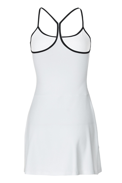 Contrast Binding U Neck Cinch Waist Backless Mini Slip Dresses-White-Hayhty.All Rights Reserved.