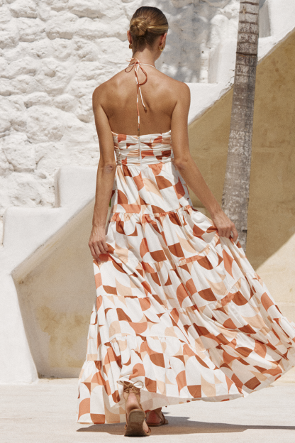 Vacation Halterneck Print Maxi Dresses-Hayhty.All Rights Reserved.