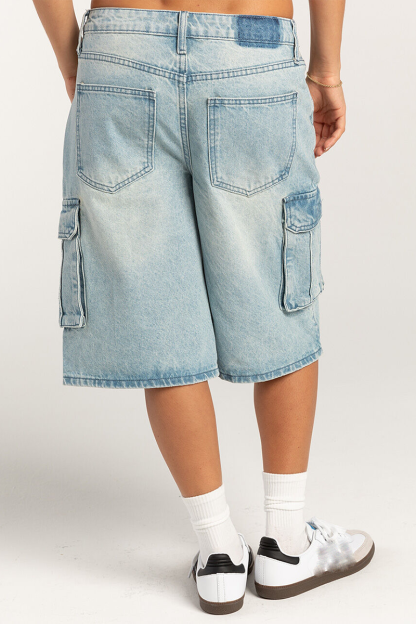 Low-Rise Wide Leg Pockets Casual Denim Fifth Pants-LightBlue-Hayhty.All Rights Reserved.