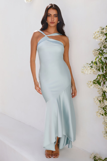 Sleeveless Bodycon Fishtail Hem Backless Satin Maxi Dresses-Blue-Hayhty.All Rights Reserved.