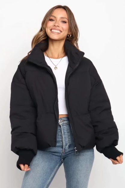 Long Sleeve Zip Puffer Jacket-Hayhty.All Rights Reserved.