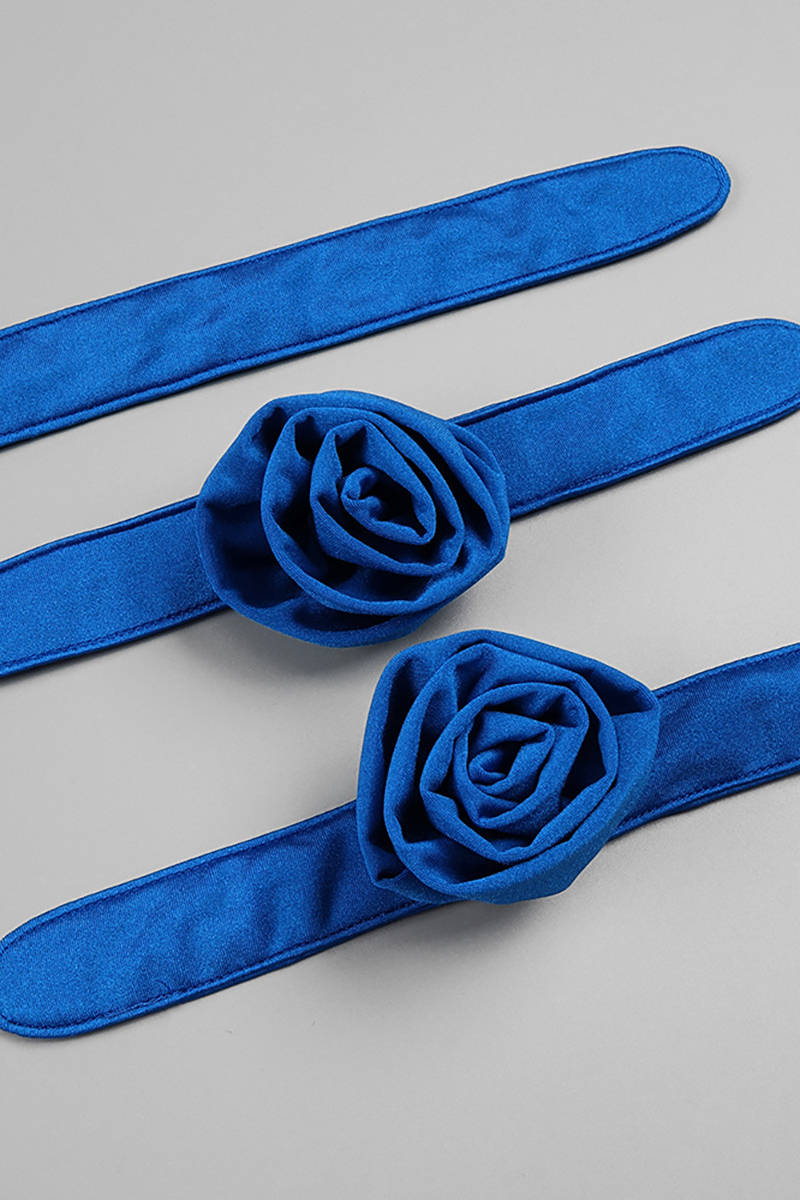 3D Flower Decor Asymmetric Neck Sleeveless Satin Formal Party High Slit Maxi Dresses-Hayhty.All Rights Reserved.