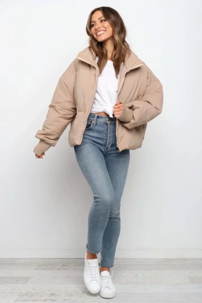 Long Sleeve Zip Puffer Jacket-Hayhty.All Rights Reserved.