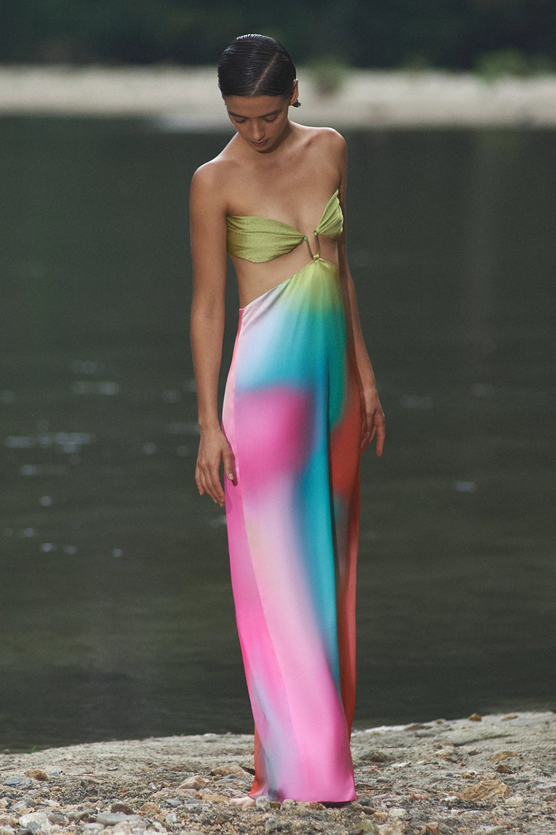 Strapless Cutout Gradient Color Backless Maxi Dresses-Red-Hayhty.All Rights Reserved.