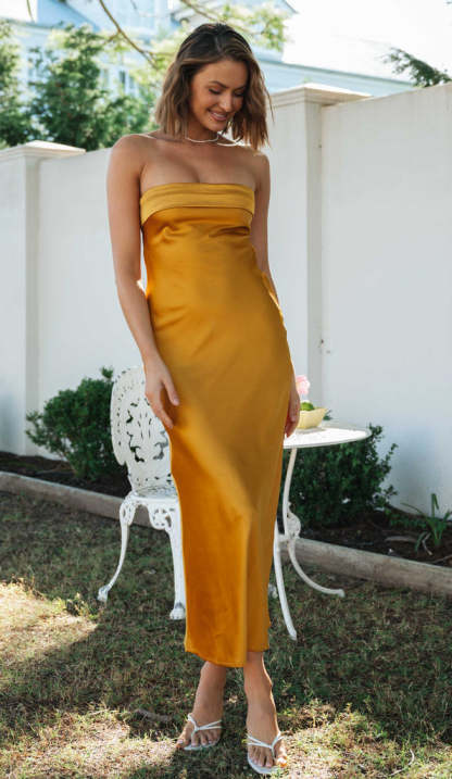 Half Open Back Sleeveless Silky Maxi Dress-Hayhty.All Rights Reserved.
