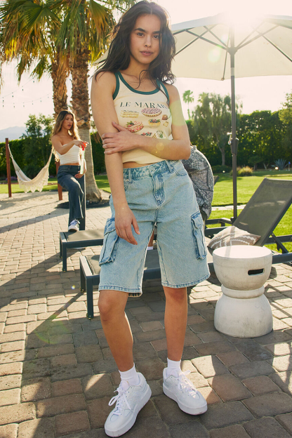 Low-Rise Wide Leg Pockets Casual Denim Fifth Pants-LightBlue-Hayhty.All Rights Reserved.