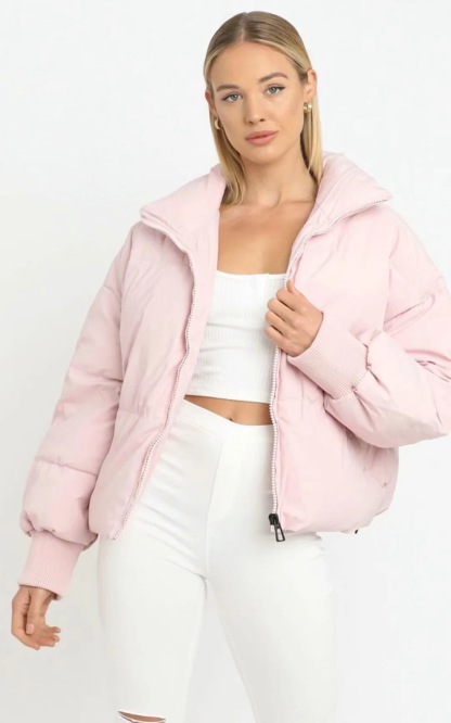 Long Sleeve Zip Puffer Jacket-Hayhty.All Rights Reserved.