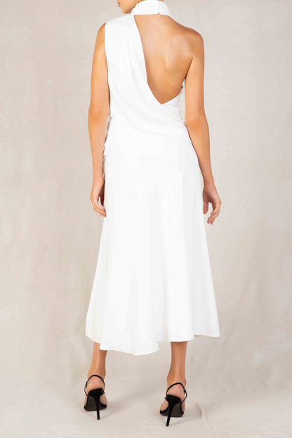 High Neck Sleeveless Backless Slit Prom Midi Dresses-Hayhty.All Rights Reserved.
