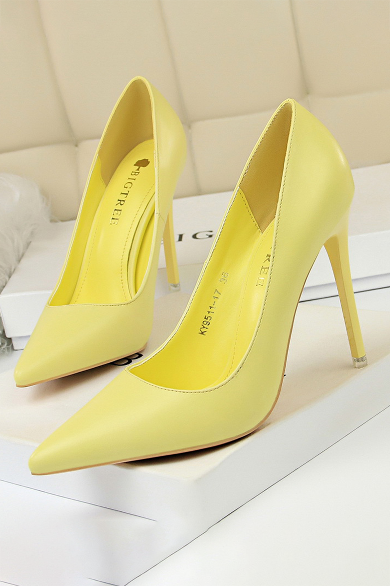 PU Leather Solid Color Pointy Toe Stiletto Heels-Black-Hayhty.All Rights Reserved.