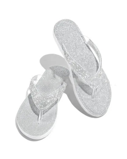 Rhinestone Embellished Thong Slippers-Hayhty.All Rights Reserved.