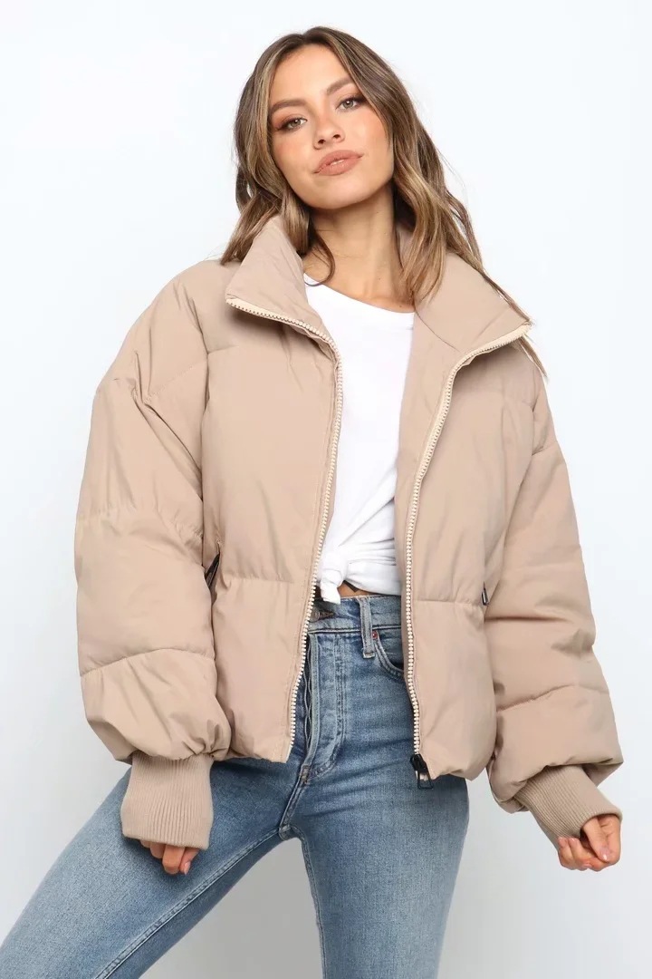 Long Sleeve Zip Puffer Jacket-Hayhty.All Rights Reserved.