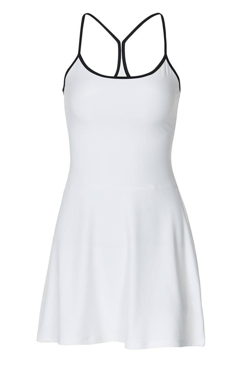 Contrast Binding U Neck Cinch Waist Backless Mini Slip Dresses-White-Hayhty.All Rights Reserved.