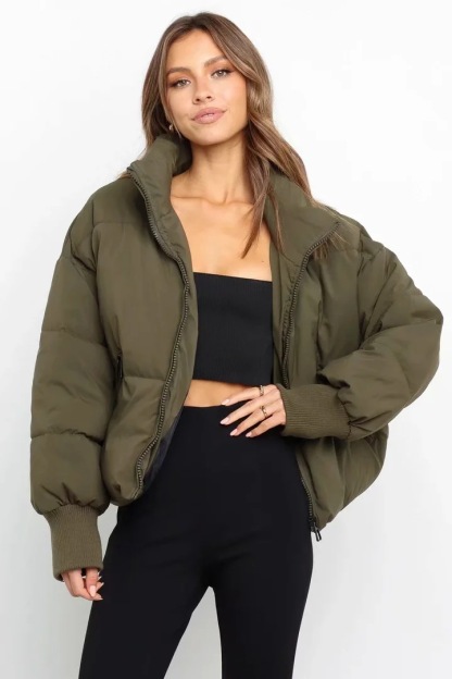 Long Sleeve Zip Puffer Jacket-Hayhty.All Rights Reserved.