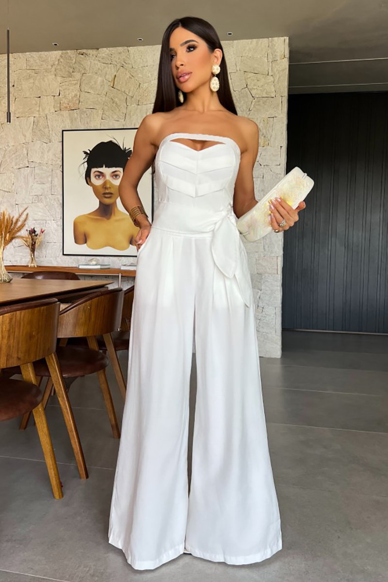 Cutout Strapless Tie Up Wide Leg Jumpsuit-White-Hayhty.All Rights Reserved.
