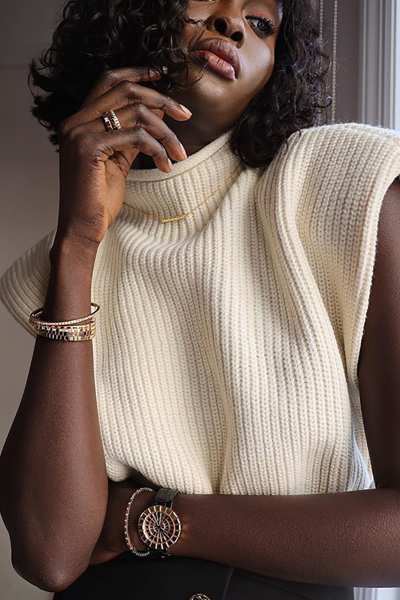 Higher Neckline Knit Sleeveless Vest-Hayhty.All Rights Reserved.
