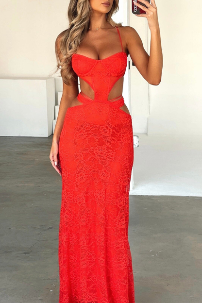 Spaghetti Strap Cut Out Slim Fit Lace Maxi Dresses-Orange-Hayhty.All Rights Reserved.