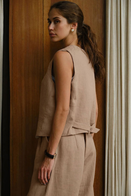 V Neck Solid Color Casual Vest-Green-Hayhty.All Rights Reserved.