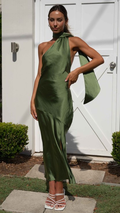 High Halter Open Back Slit Midi Dresses-Hayhty.All Rights Reserved.